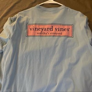 Blue Long Sleeve Vineyard Vines Logo Tee